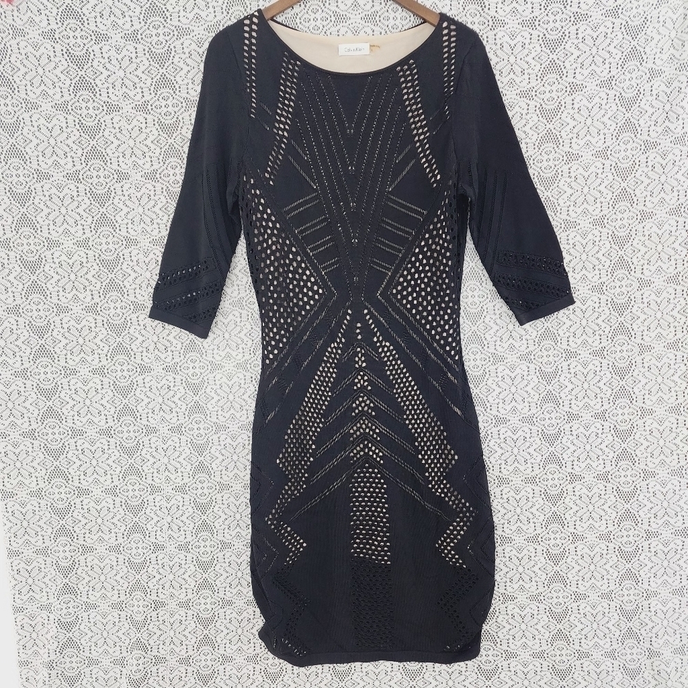 Calvin Klein Black Midi Cutout Bodycon Dress